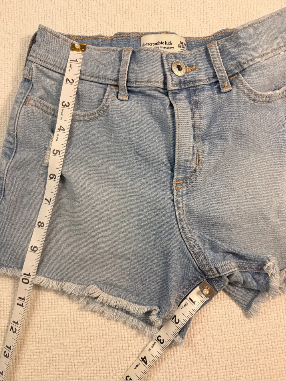 abercrombie kids Light Blue Distressed Denim Shorts